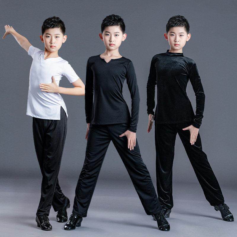 儿童拉丁舞蹈服男童秋冬练功服套装幼儿男款拉丁比赛服演出服新款