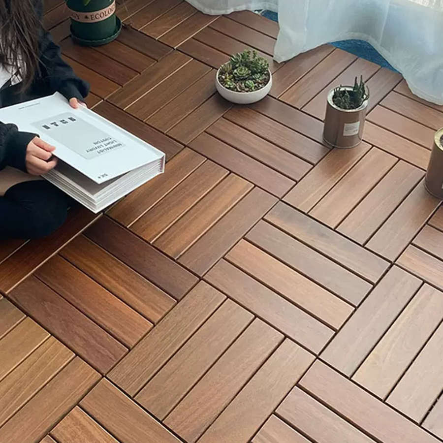 户外阳台铁柚木防腐木拼接实木地板露台花园室外地面自铺改造防水