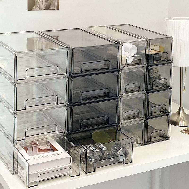 化妆品收纳盒桌面透明亚克力抽屉式防尘置物架梳妆台护肤品整理盒