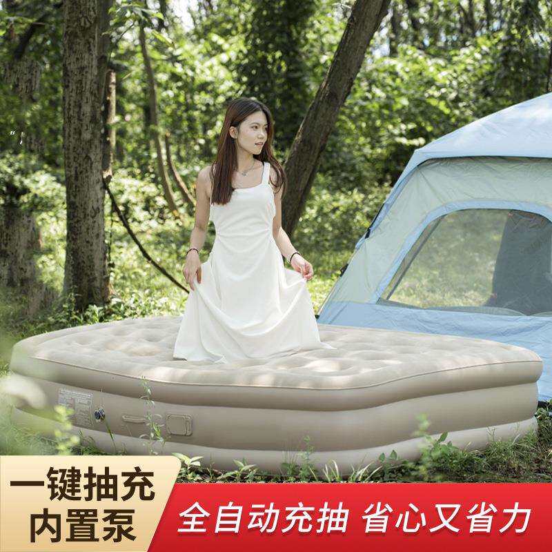 户外露营便携充气床垫睡垫植绒床内置自动充气泵充气床家用气床垫