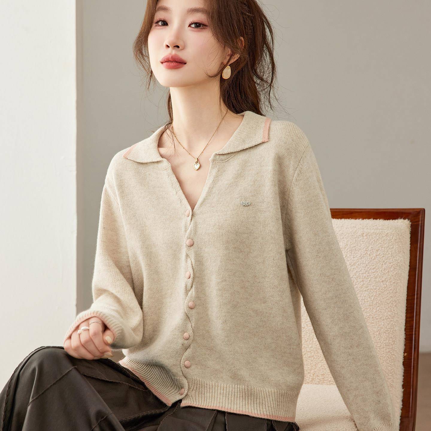 2026新款翻领毛衣开衫外套女秋装上衣洋气漂亮减龄外搭针织衫外出