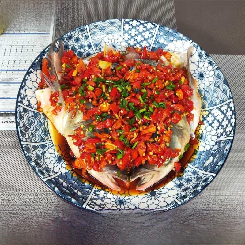 盘子菜盘家用大容量10寸大盘陶瓷深盘蒸盘圆形菜盘剁椒鱼头专用盘