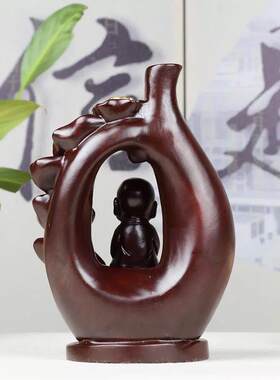 黑檀木和为贵倒流檀香炉红木摆件观赏茶道禅意客厅茶道熏香炉家用