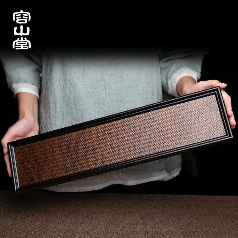 容山堂手工竹编重竹家用禅意小茶盘干泡台桌面茶具收纳托盘茶杯架