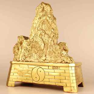精工纯铜金山银山大号铜泰山招财进宝黄铜靠山招贵人事业有成摆件