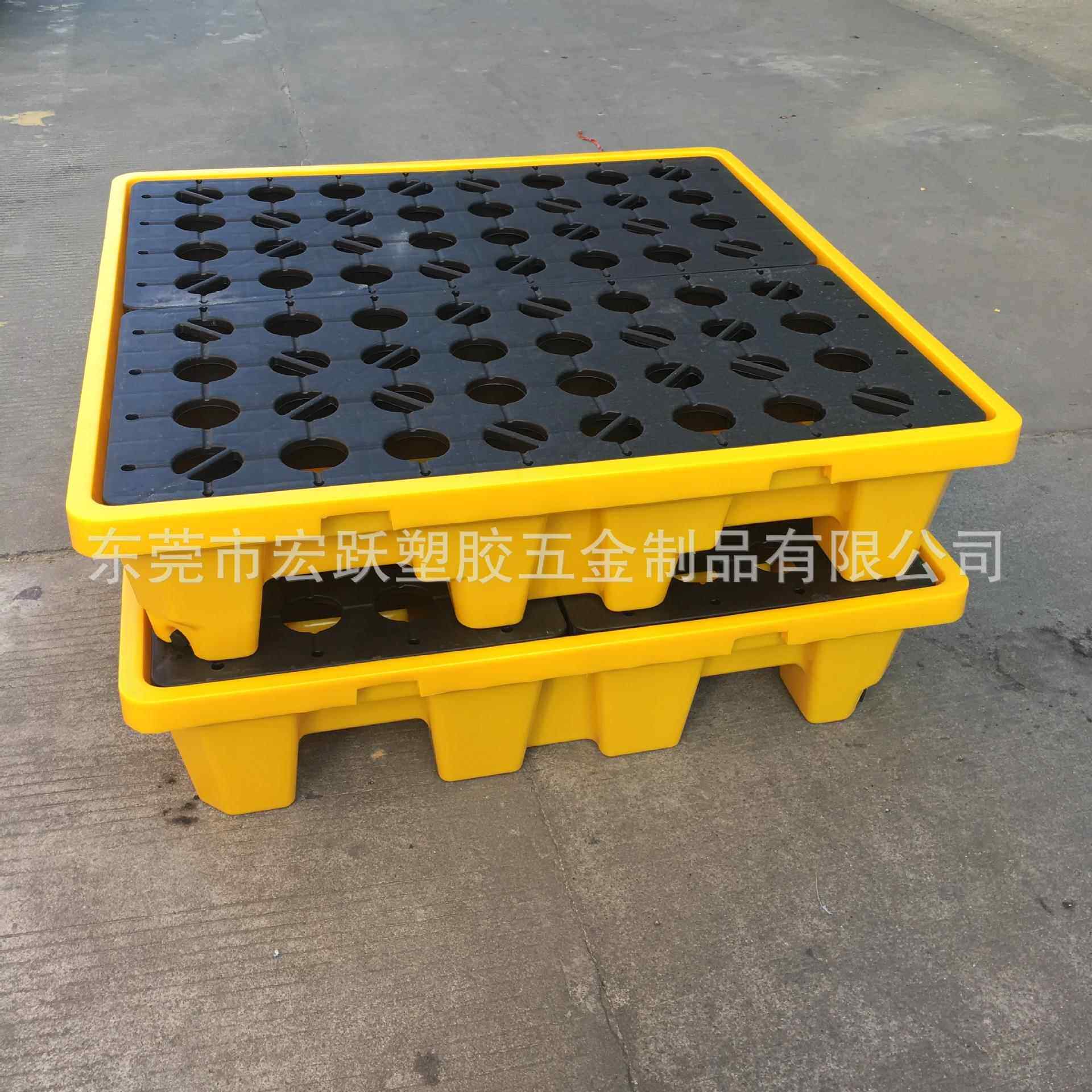 化品XRX防泄漏托盘塑学料防盛漏托四桶塑胶托盘防溢盘平台油桶托