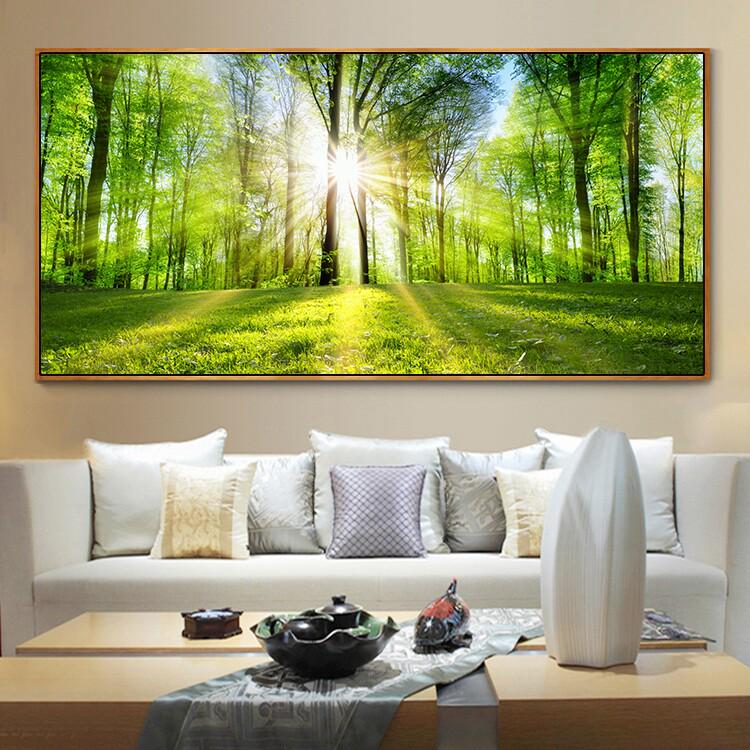 墙壁画大树森林树林装饰画床头客厅风景挂画餐厅简约现代卧室长青图片