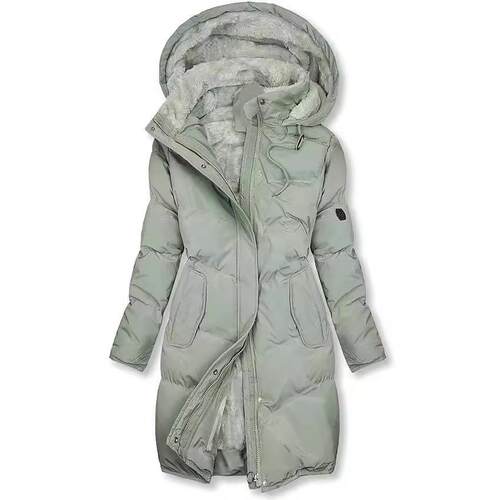 Warm fur collar cotton jacket, women's zipper long sleeved