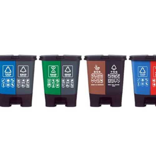20L/40L/60L分类垃圾桶家用干湿户外环卫15L脚踏式塑料垃圾桶厂供