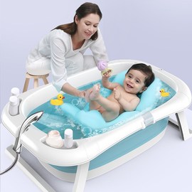 婴儿折叠浴盆宝宝洗澡盆儿童沐，浴盆新生儿用品可坐可躺家用大号