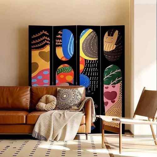 多巴胺法卧式古复奢屏风隔断客厅NZD室玄关小户轻型遮挡移动装饰