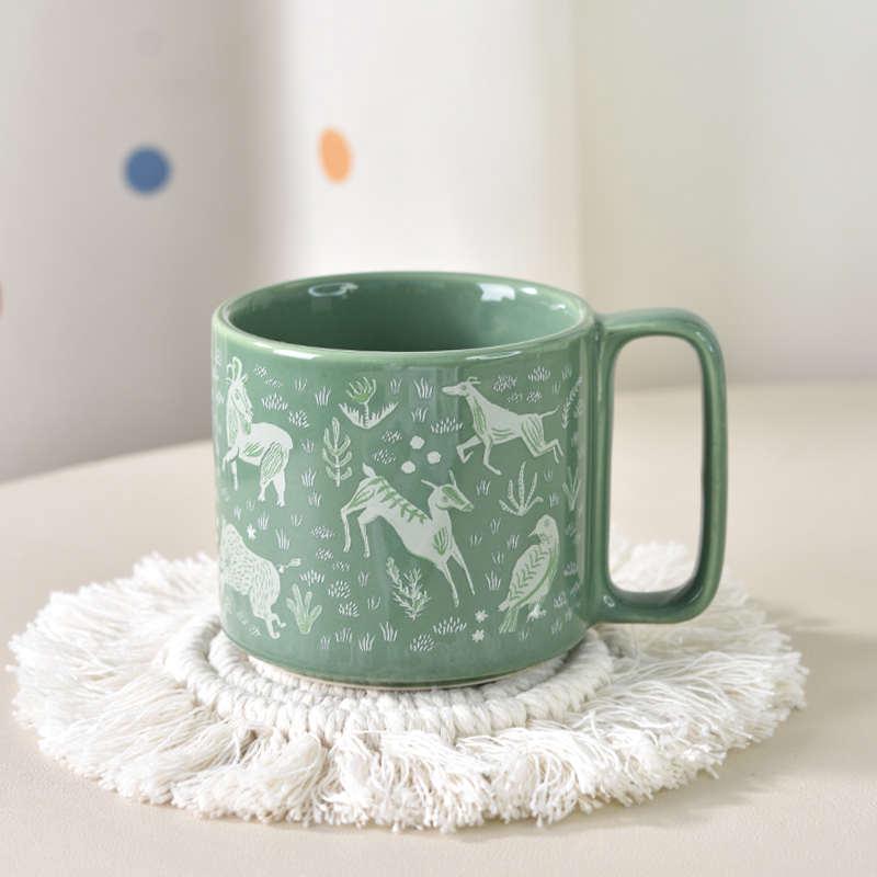 森林动物马克杯小巧可爱女生杯子家用咖啡杯早餐杯牛奶杯陶瓷杯