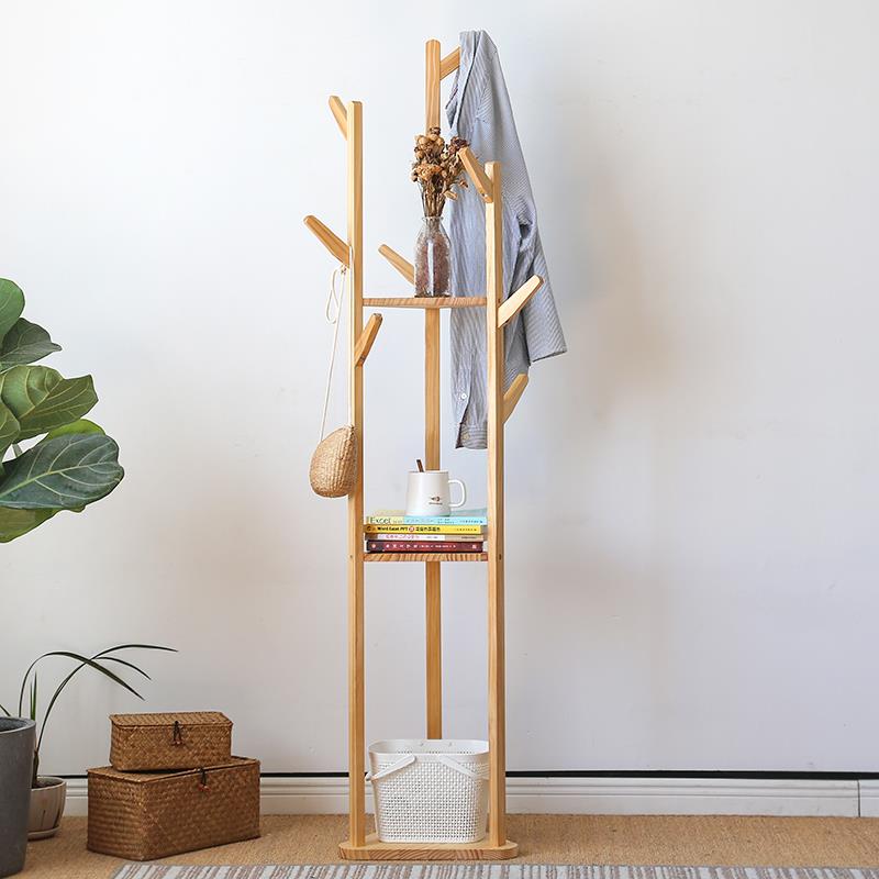 高档实木衣帽架家型用卧室经济落地简挂衣架易创意架三角式包架衣