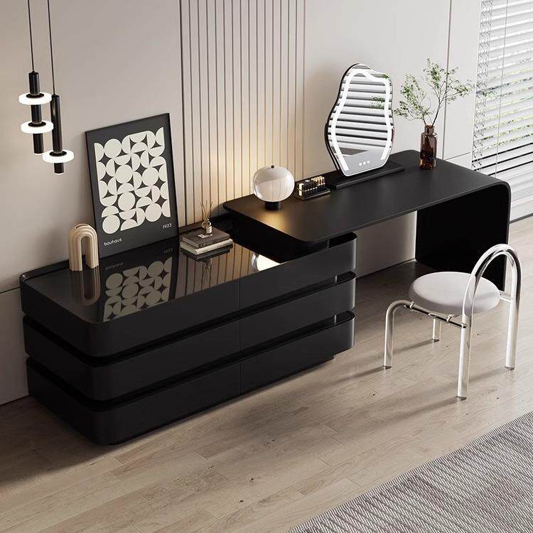 轻奢实木高级感极简梳妆台斗柜一体卧室电视柜化妆桌组合床尾收纳