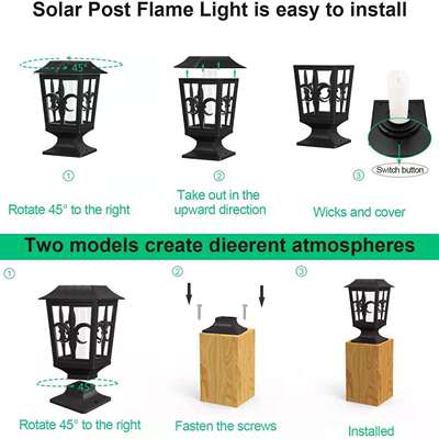 38LE户防水D太阳能柱头火焰灯户外大门围墙灯YY-91001花园外灯壁