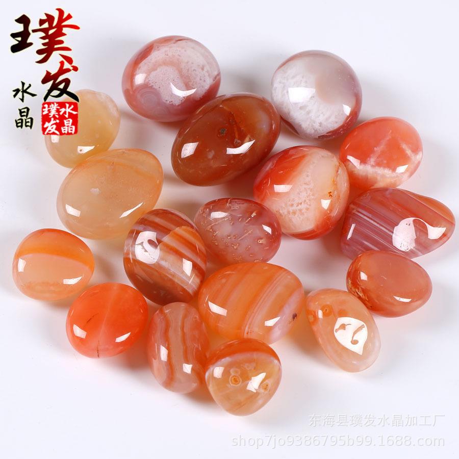 天然红玛瑙滚石 红玉髓大颗粒打磨石 鱼缸石景观装饰