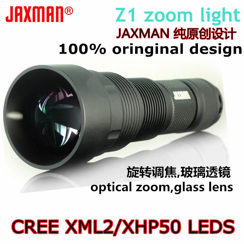 JAXMAN Z1 26650旋转调焦变焦强光LED手电筒XHP50手电筒摄影补光