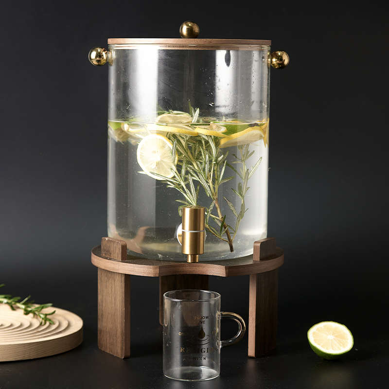 可加热凉水桶带龙头冷热水壶玻璃耐高温双用饮料罐茶大容量储水瓶