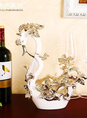 欧艺式天鹅ST674红酒架装饰品玄关酒送柜摆件工品饰礼客厅软装品