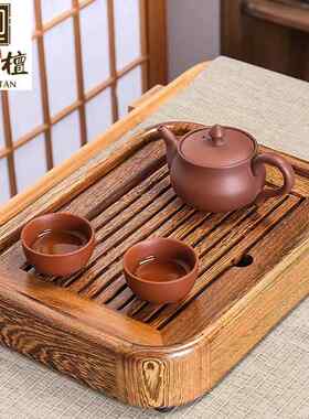 家用桃水黑檀实木RUO小茶海盘花梨简约办公室储茶胡木茶台日式干