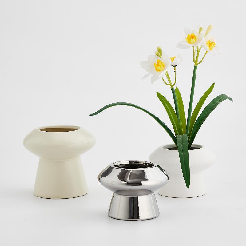 家居INS风陶瓷花盆飞碟精美居家装饰品简约绿植花器蝴蝶兰盆水培