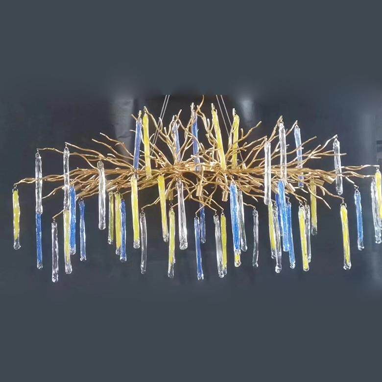 厂家全铜吊灯水晶灯客厅灯彩色餐厅灯长形树枝异形创意个性灯