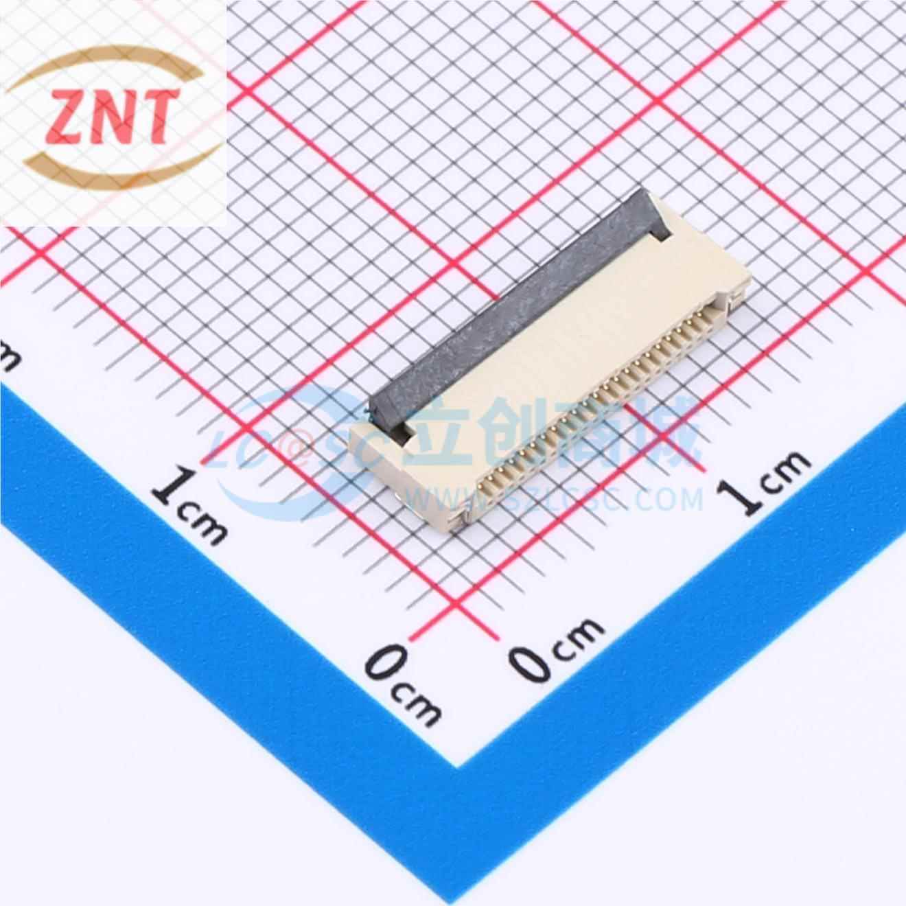FFC/FPC连接器 ZX-0.5FPC-2H-HFJ22P SMD,P=0.5mm,卧贴 翻盖式 22