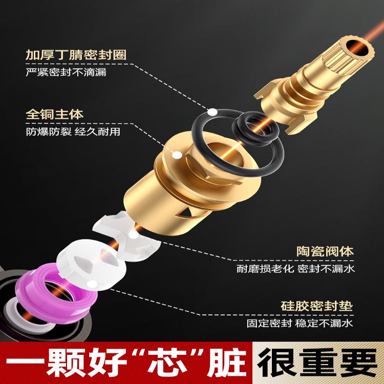 水龙头三角阀阀芯开关配件快开内心陶瓷阀芯伐蕊单冷热水通用