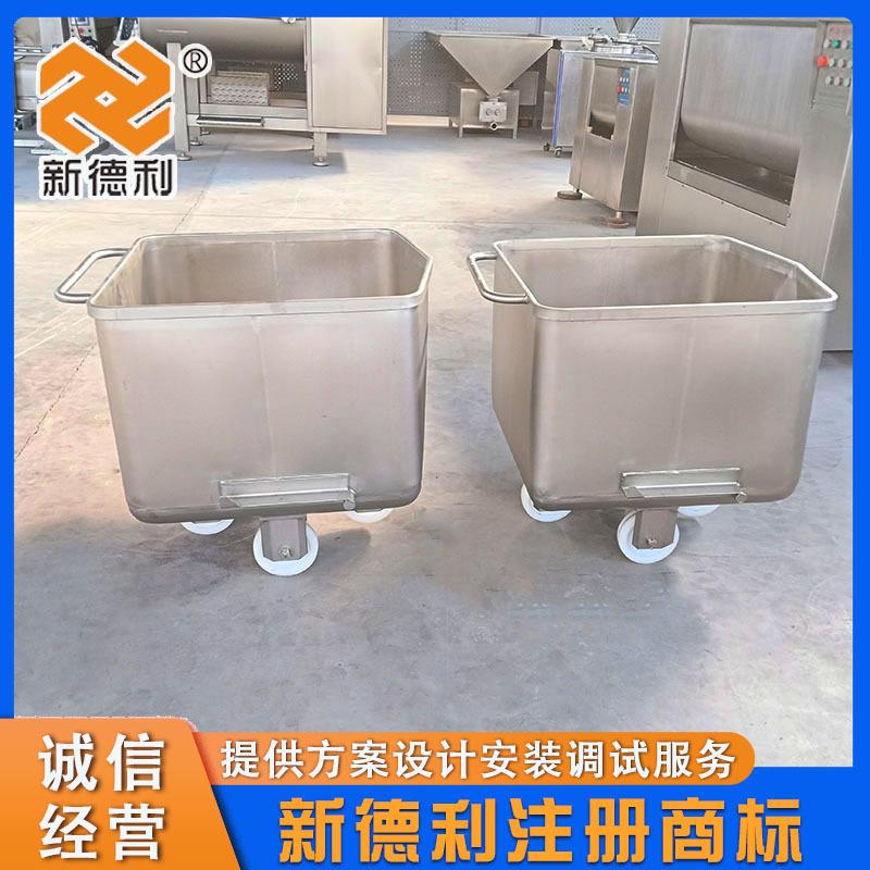 不锈钢食品厂物料周转车商用丸子馅盛装小料车小型移动手推桶车