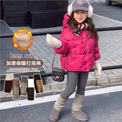 女童连裤袜加绒加厚秋冬季堆堆袜套儿童打底裤冬款宝宝外穿长裤子