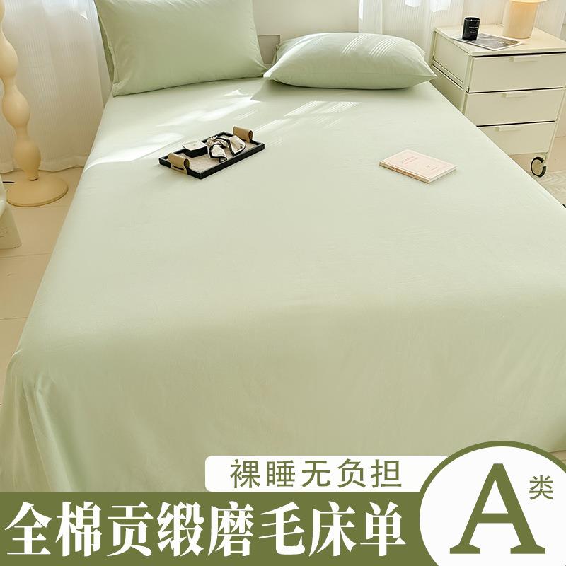 新款全棉加厚磨毛床单家用简约轻奢两件套三件套四季通用柔软亲肤