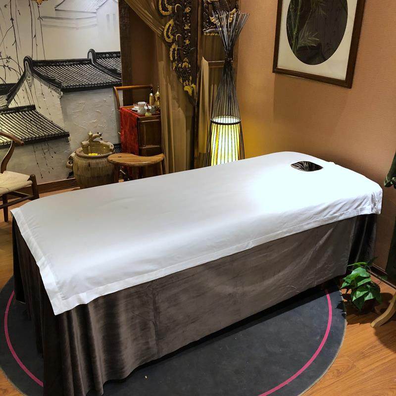 高档简约纯棉容床罩四套美容院床纯色欧式按摩美推拿洗头专用罩床