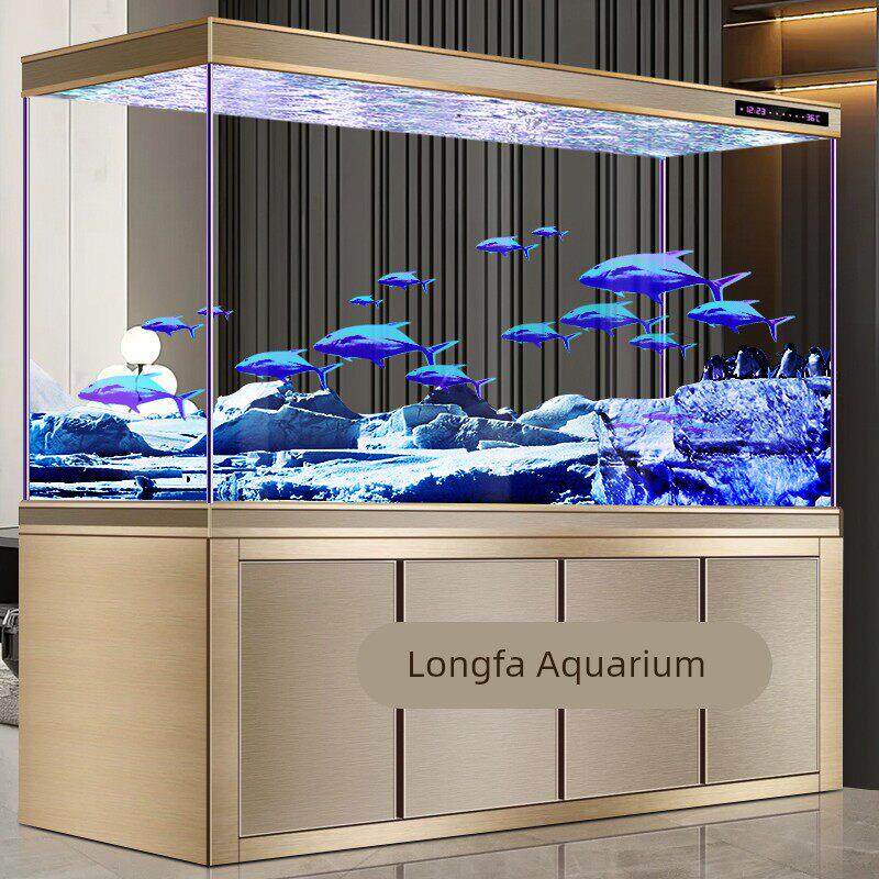 鱼缸客厅新款大型水族箱底滤定制超白玻璃家用隔断玄关生态龙鱼缸