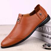 头层牛皮百搭软底真人 韩版 高档捡价漏清仓特豆豆鞋 男皮休闲皮懒鞋