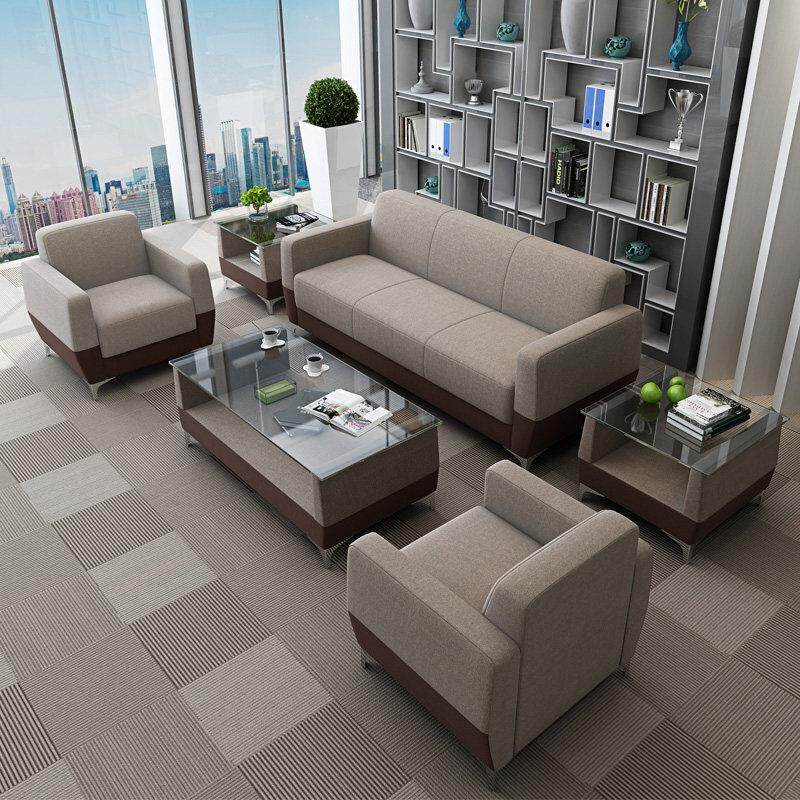 办公沙发布艺商务简约现代会客区会议接待室单人三人沙发茶几组合