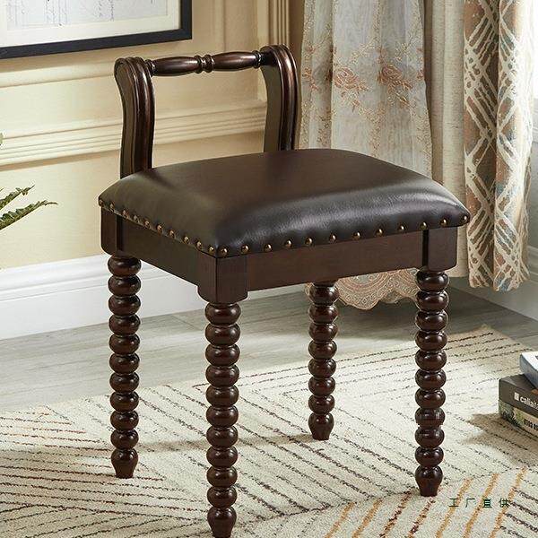 美式实木梳妆凳时尚现代简约化妆凳欧式美甲凳琴凳卧室梳妆台凳子