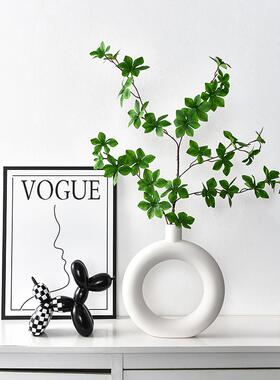 ins风彷真绿色植物吊钟马醉木陶瓷花瓶摆件软装高级感客厅家居装