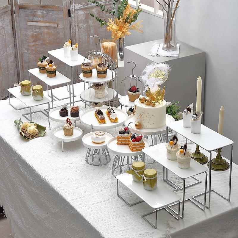简约风陶瓷甜蛋台展示托盘下午糕茶点心架冷餐品茶歇摆台YFM开业