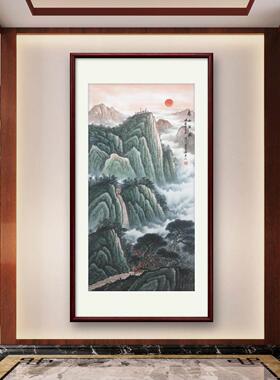名家走廊过道真迹竖版入户有山无水玄关泰山日出招财挂画堂屋镇宅