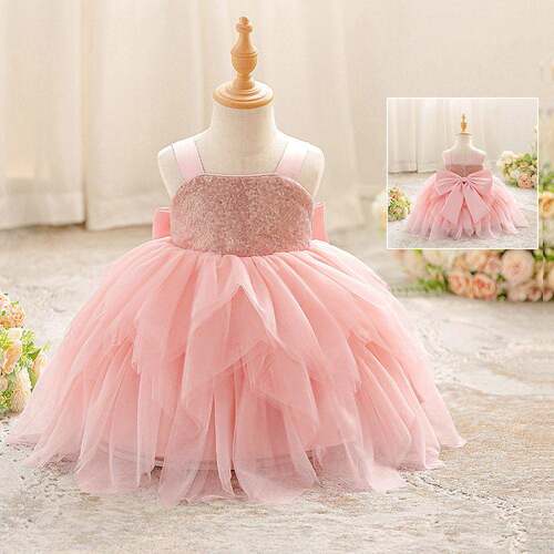 toddler girls bow decor ruffle trim sweater dress puff