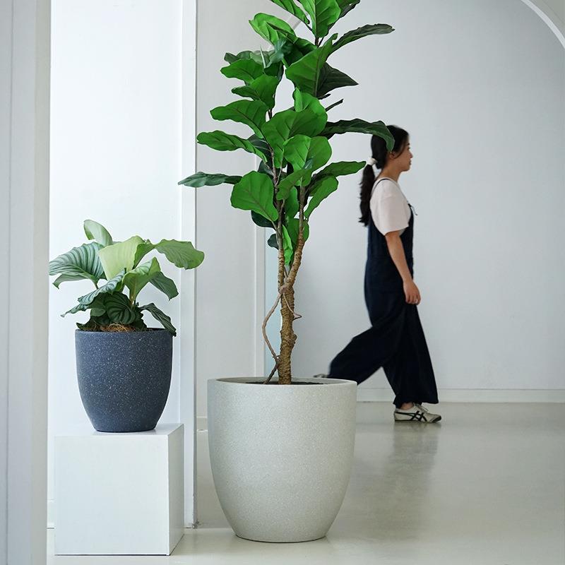 北欧简约水泥花盆客厅落地创意个性圆形特大号绿植盆栽盆器