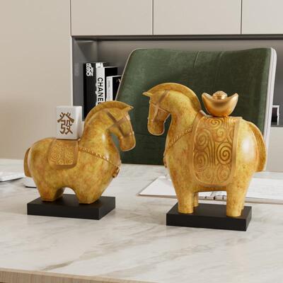 高档马上发新中式摆件马上有钱办马公室厅家居装饰品乔财迁新居礼