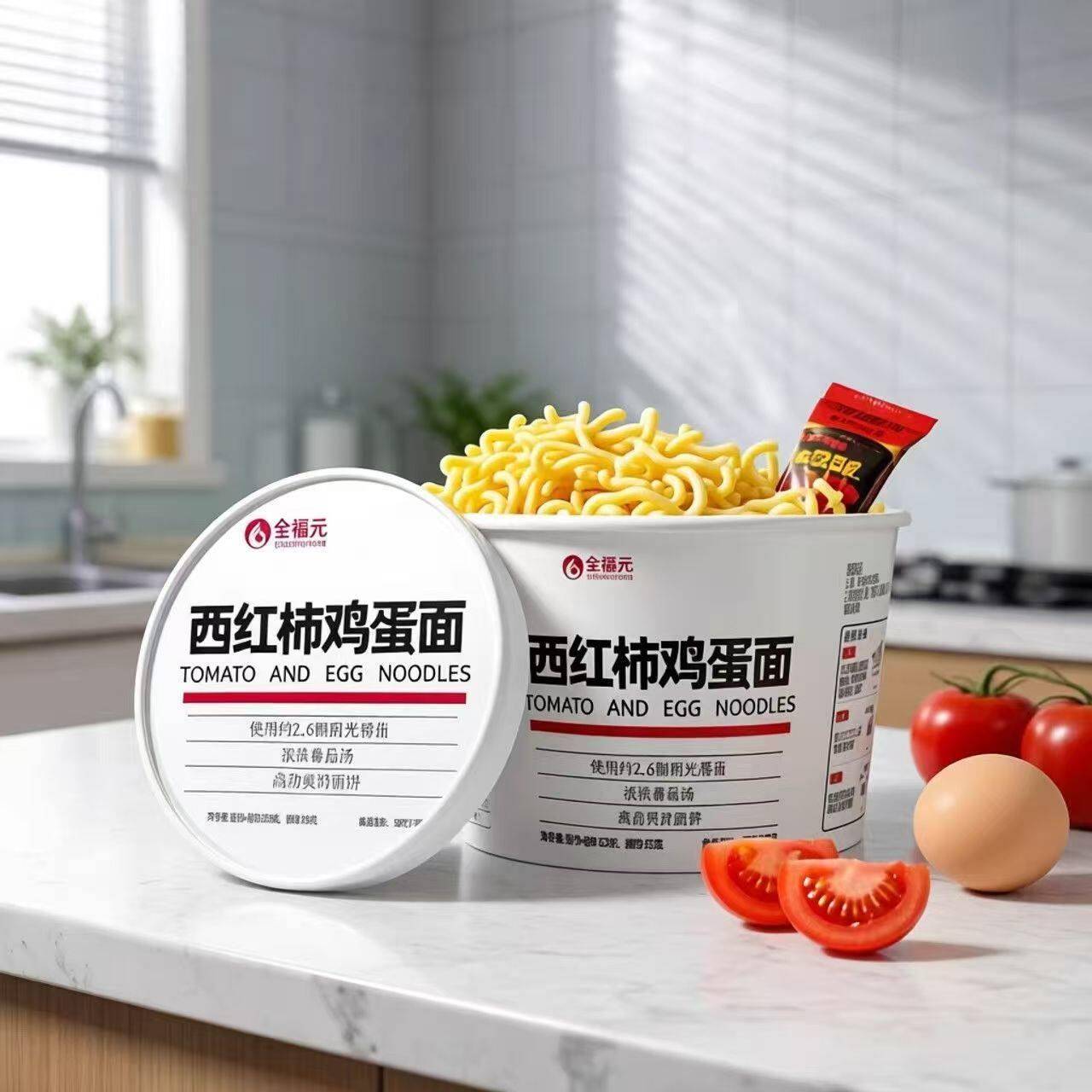 西红柿鸡蛋面桶装全福元西红柿鸡蛋方便面桶装速食番茄面条学生夜