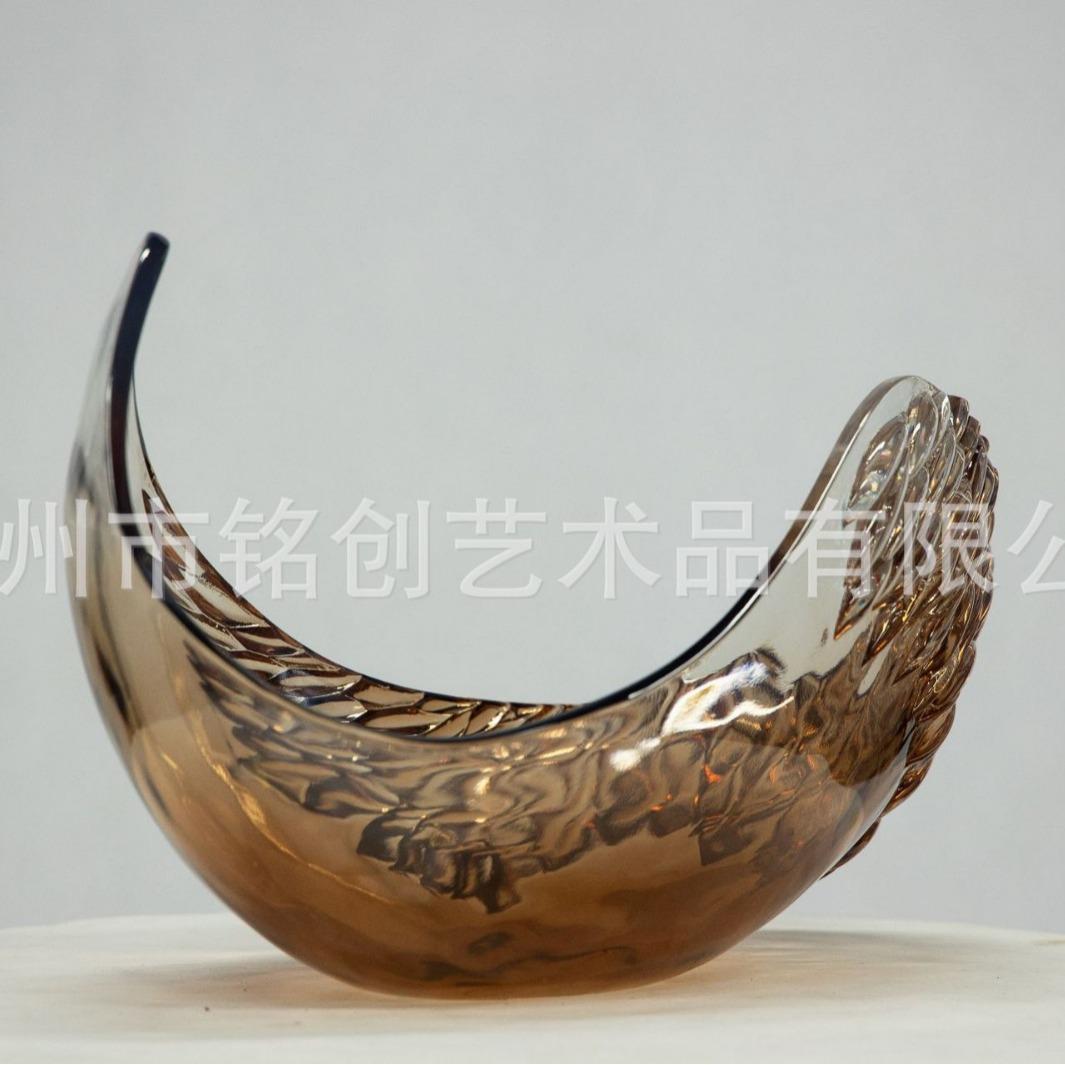 酒店样板房现代轻奢透明艺术摆件果盘透明树脂太湖石雕塑雕塑镂空