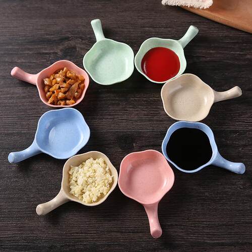 Wheat straw handle seasoning dish, multi-use kitchen sauce a