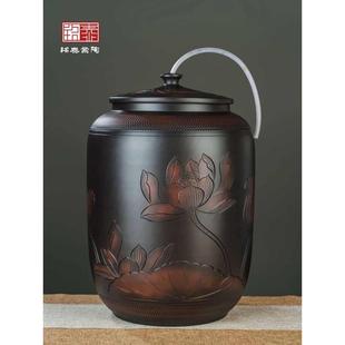带盖抽水茶台泡茶储水罐装 3YK储水桶陶瓷水缸储水用家用老式 纯净