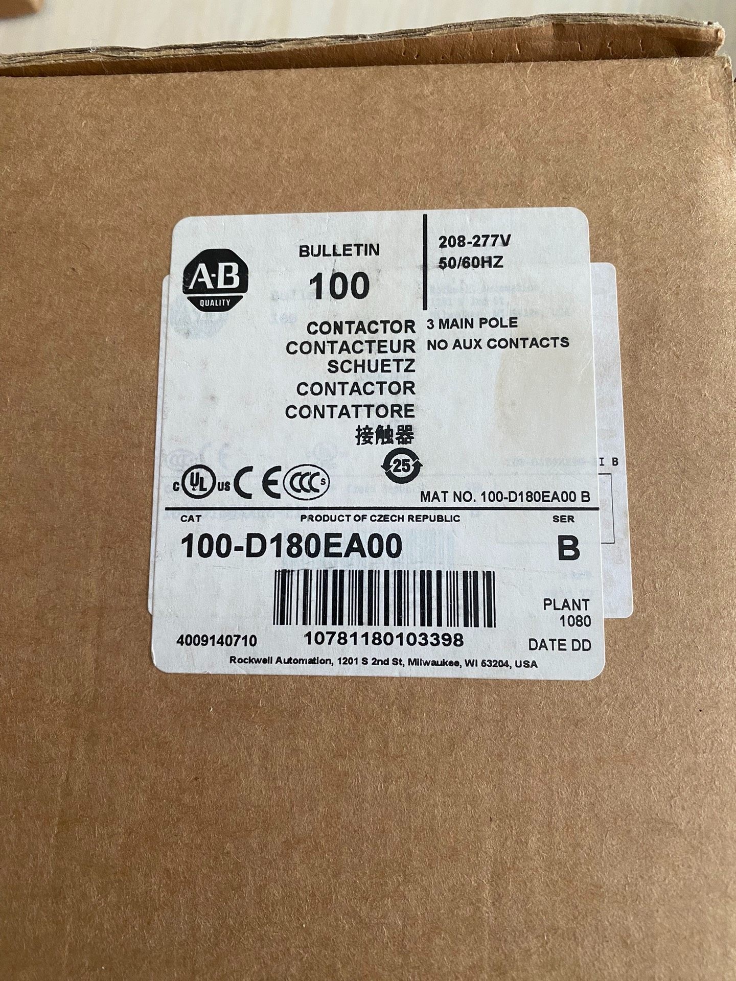 100一D180EA00罗克韦尔ABB接触器全新原装