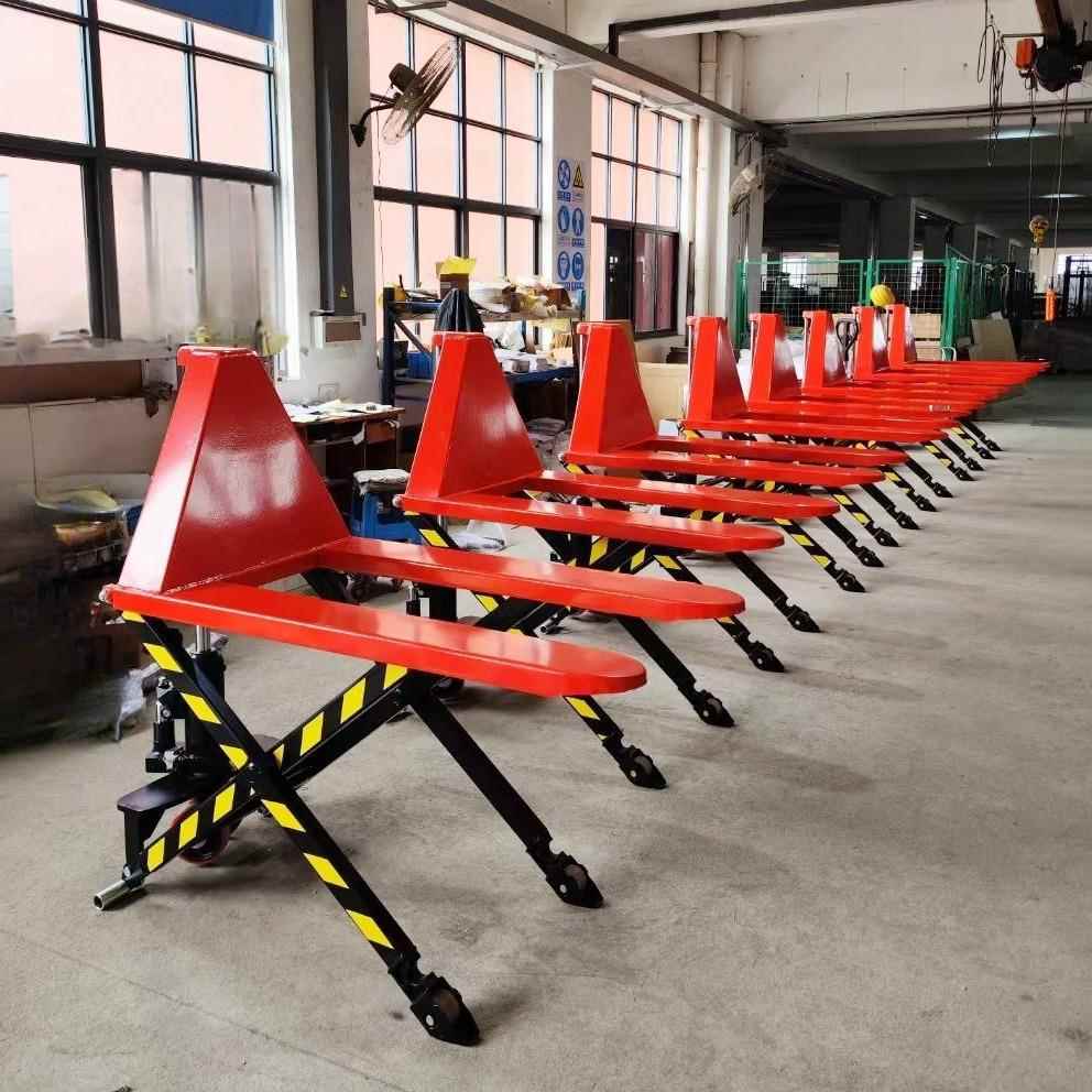 1T红外感应半电动高起升搬运叉车1吨电动剪叉式升高搬运车