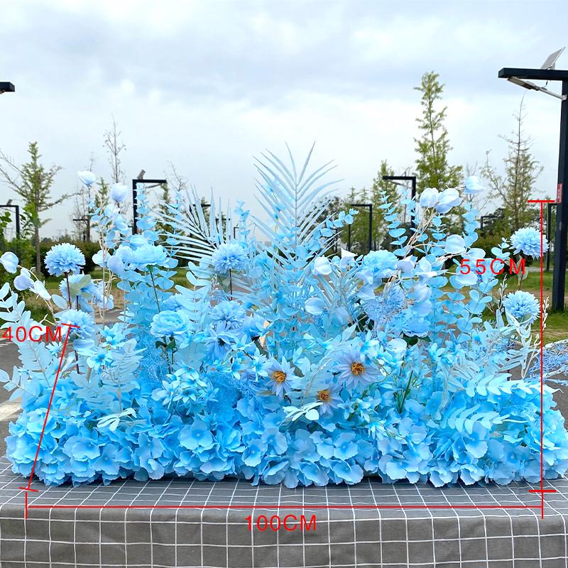 新款婚庆大款地排花仿真绢花成品装饰花排酒店花墙路引花婚礼花艺