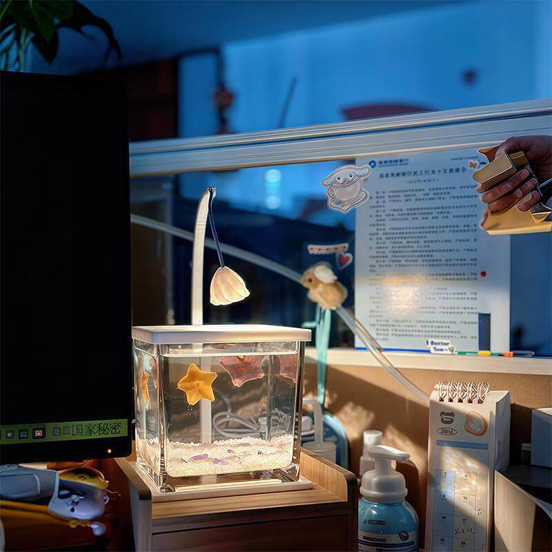 斗鱼海星生态养鱼缸适用缸网红创意造景玻璃缸桌面观赏小夜灯装饰
